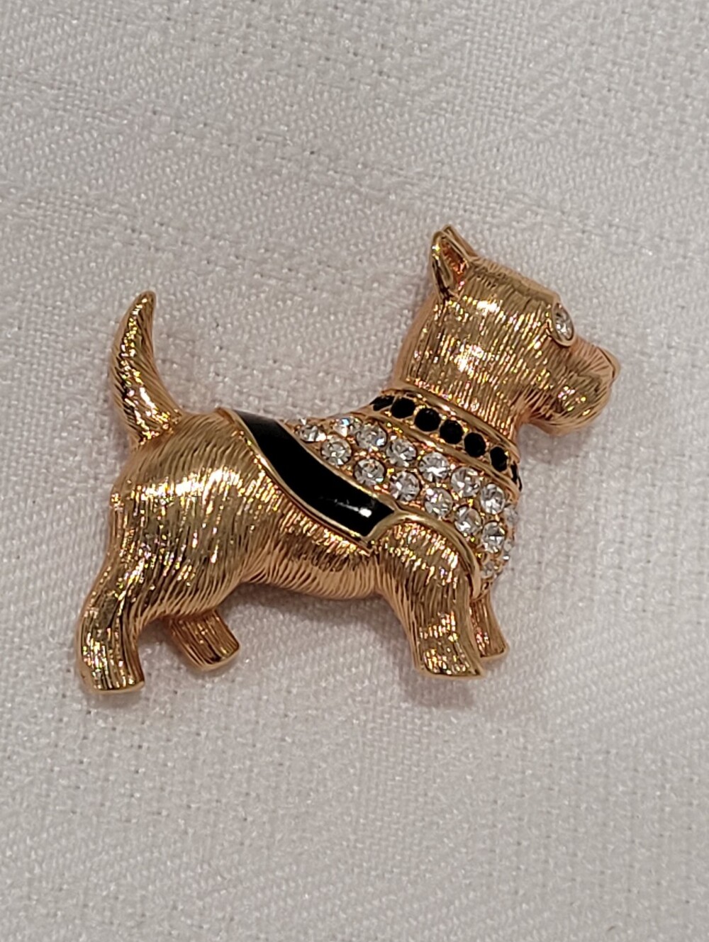 Swarovski Crystal Brooch Signed Golden Westie Or Scottie